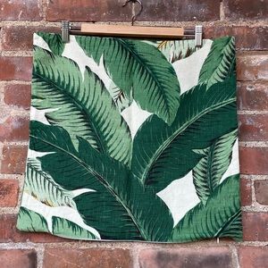 18” Tropical Banana Palm Leaf Linen Cushion Cover